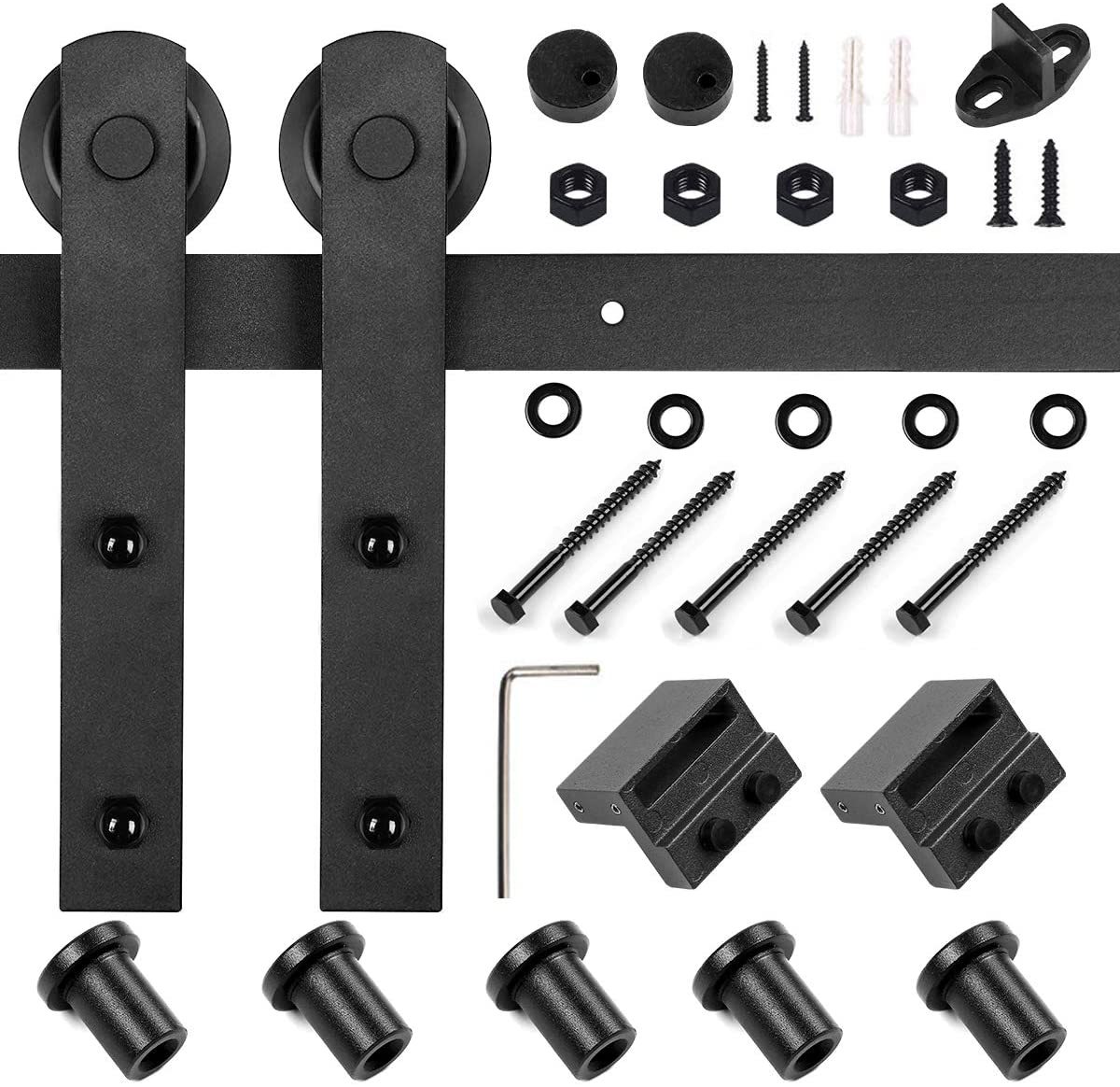 Kit hardware per porta scorrevole in acciaio nero